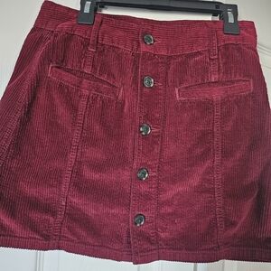 American Eagle Corduroy Button-Front Mini Skirt Burgundy Size 4